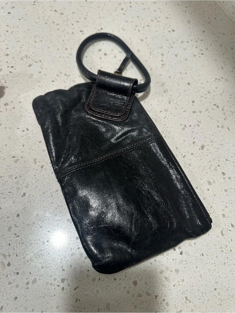 HOBO Black 100% Leather Wristlet Pouch Wallet